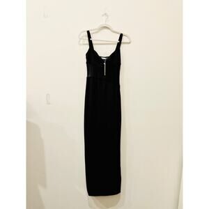 Effie Kats Sleeveless Bodycon Long Maxi Dress with Sheer Panels Black Women's S
